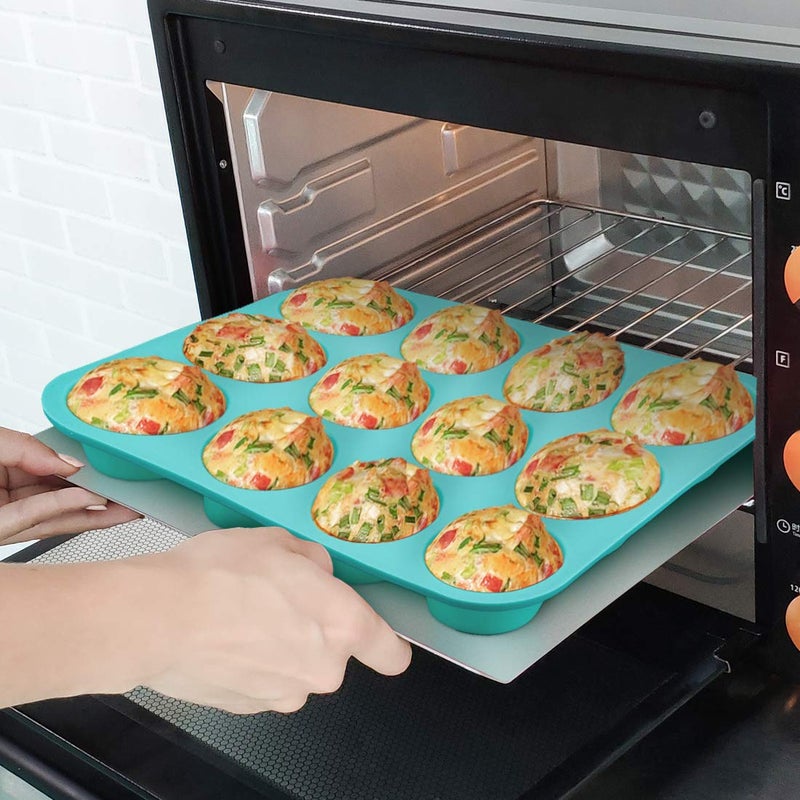 CAKETIME Silicone Muffin Pan Set, Cupcake Pans 12 Cups Silicone Baking Molds, Food Grade, Pinch Test Approved, Pack of 2 - Image 5